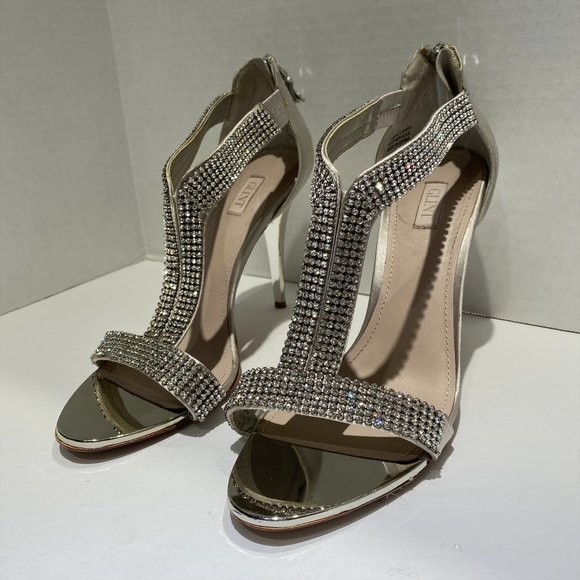 GLINT Devyn Silver Rhinestoned Stiletto Heels - Picture 6 of 8